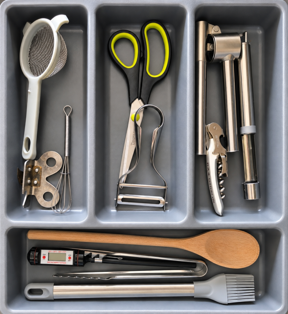 Tiroir organisé de cuisine